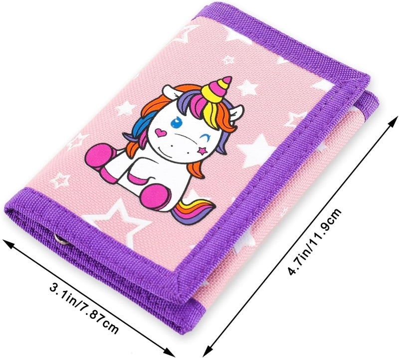 Nitort Wallet,Birthday Gifts,RFID Trifold Canvas Outdoor Sports Wallets for Kid,Lovely and Novelty Wallet with Zipper for Kids- Front Pocket Wallet with Magic Sticker(Unicorn 01) - Image 3